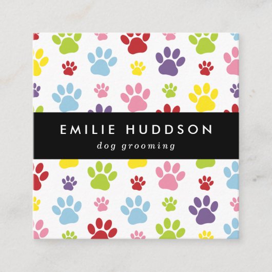 Patroon van poten, tandbaars, tandproever, tandpro vierkante visitekaartje (Voorkant)