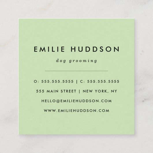 Patroon van poten, tandbaars, tandproever, tandpro vierkante visitekaartje (Achterkant)