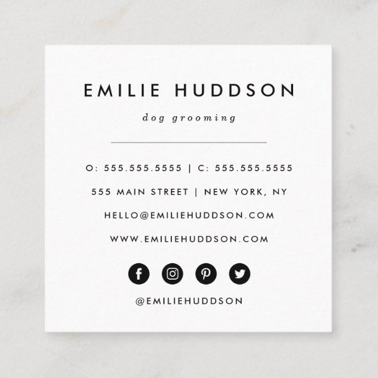 Patroon van poten, tandbaars, tandproever, tandpro vierkante visitekaartje (Achterkant)