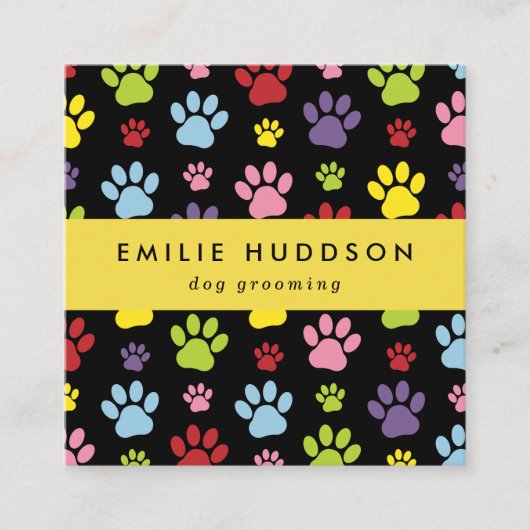 Patroon van poten, tandbaars, tandproever, tandpro vierkante visitekaartje (Voorkant)