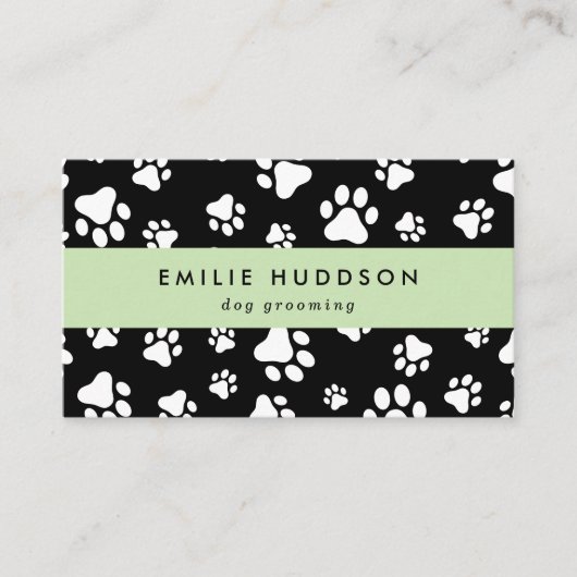 Patroon van poten, tandbaars, tandproever, tandpro visitekaartje (Voorkant)