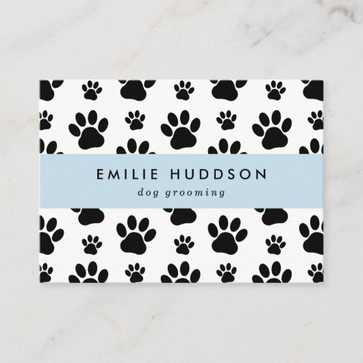 Patroon van poten, tandbaars, tandproever, tandpro visitekaartje (Voorkant)