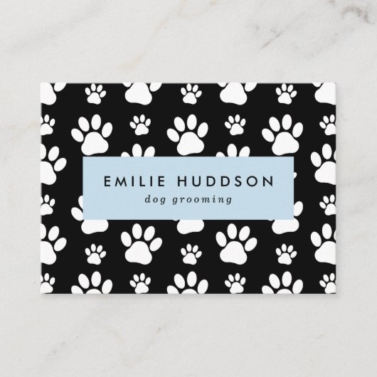 Patroon van poten, tandbaars, tandproever, tandpro visitekaartje (Voorkant)