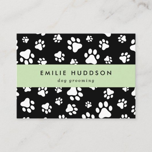 Patroon van poten, tandbaars, tandproever, tandpro visitekaartje (Voorkant)