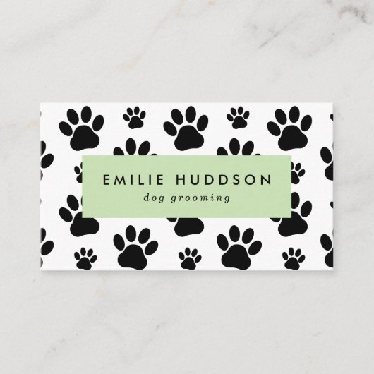 Patroon van poten, tandbaars, tandproever, tandpro visitekaartje (Voorkant)