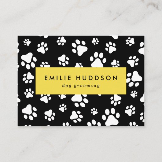 Patroon van poten, tandbaars, tandproever, tandpro visitekaartje (Voorkant)