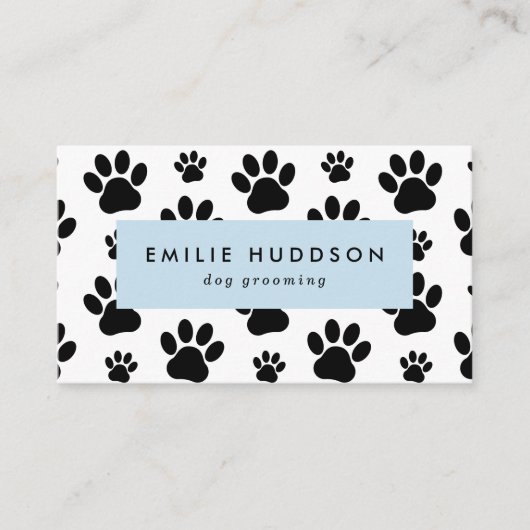 Patroon van poten, tandbaars, tandproever, tandpro visitekaartje (Voorkant)