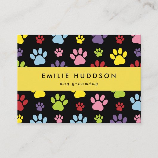 Patroon van poten, tandbaars, tandproever, tandpro visitekaartje (Voorkant)