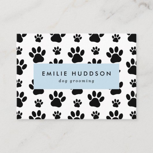 Patroon van poten, tandbaars, tandproever, tandpro visitekaartje (Voorkant)