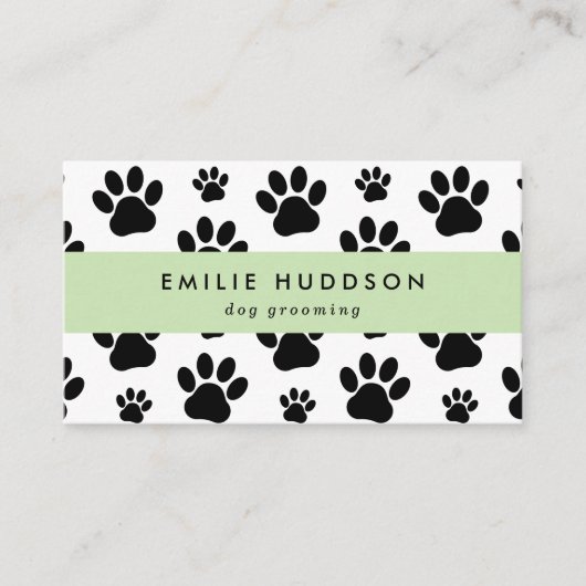 Patroon van poten, tandbaars, tandproever, tandpro visitekaartje (Voorkant)