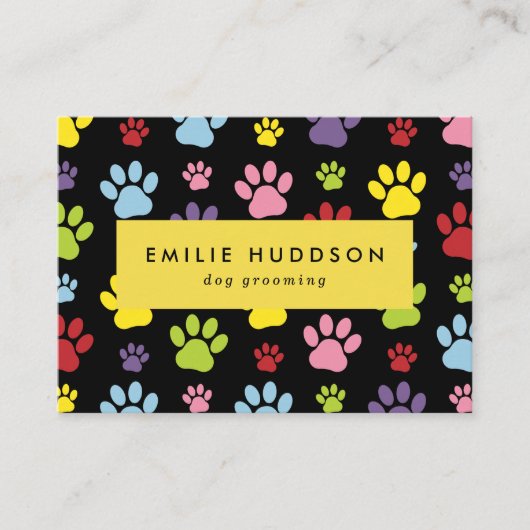 Patroon van poten, tandbaars, tandproever, tandpro visitekaartje (Voorkant)