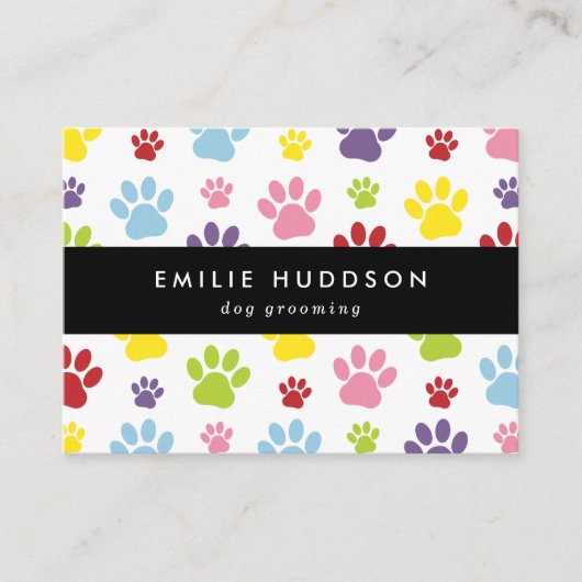 Patroon van poten, tandbaars, tandproever, tandpro visitekaartje (Voorkant)