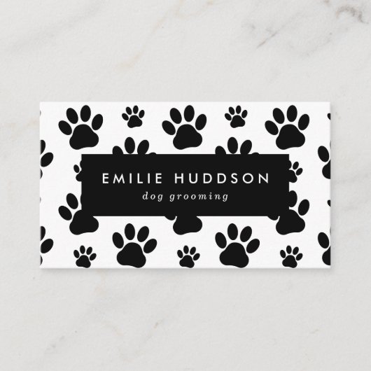 Patroon van poten, tandbaars, tandproever, tandpro visitekaartje (Voorkant)