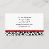 Patroon van poten, tandbaars, tandproever, tandpro visitekaartje (Achterkant)