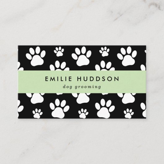 Patroon van poten, tandbaars, tandproever, tandpro visitekaartje (Voorkant)