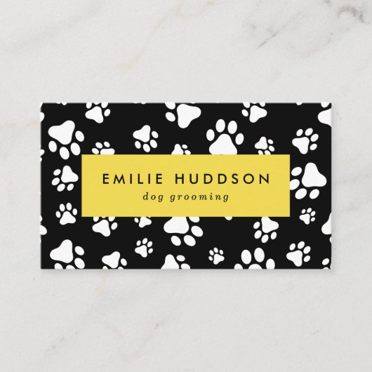 Patroon van poten, tandbaars, tandproever, tandpro visitekaartje (Voorkant)