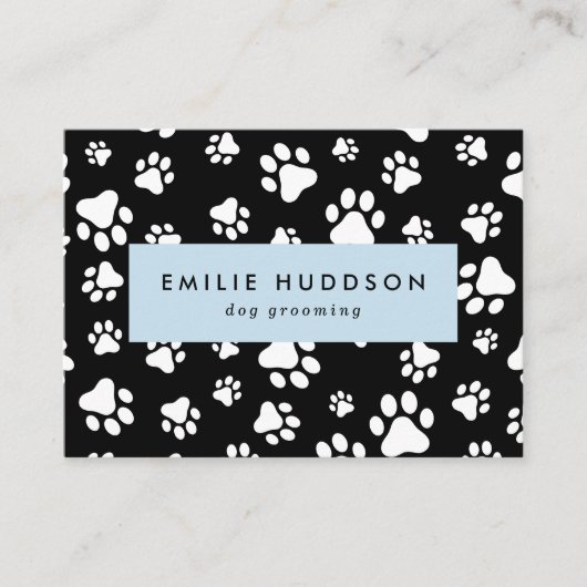 Patroon van poten, tandbaars, tandproever, tandpro visitekaartje (Voorkant)