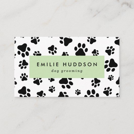 Patroon van poten, tandbaars, tandproever, tandpro visitekaartje (Voorkant)