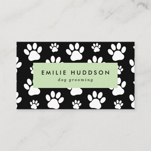 Patroon van poten, tandbaars, tandproever, tandpro visitekaartje (Voorkant)