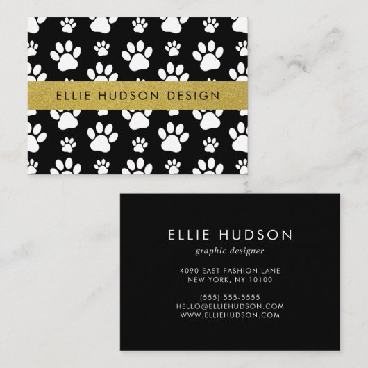 Patroon van poten, tandbaars, tandproever, tandpro visitekaartje (Voorkant / Achterkant)