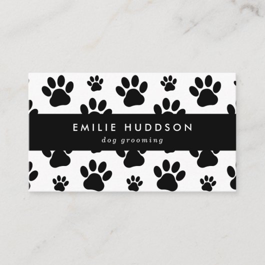 Patroon van poten, tandbaars, tandproever, tandpro visitekaartje (Voorkant)