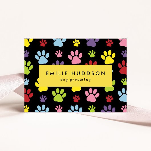 Patroon van poten, tandbaars, tandproever, tandpro visitekaartje