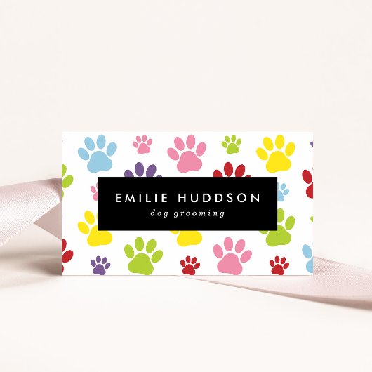 Patroon van poten, tandbaars, tandproever, tandpro visitekaartje