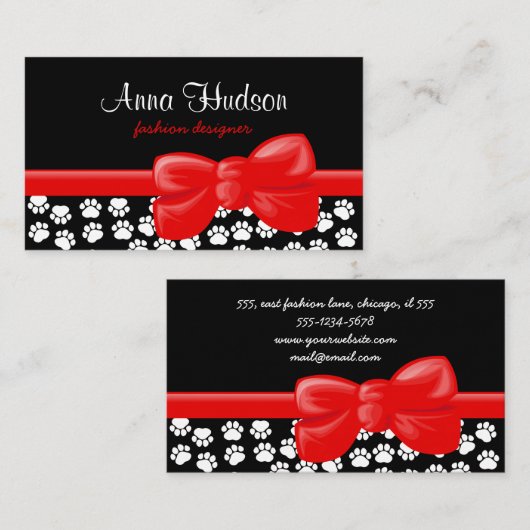 Patroon van poten, tandbaars, tandproever, tandpro visitekaartje (Voorkant / Achterkant)