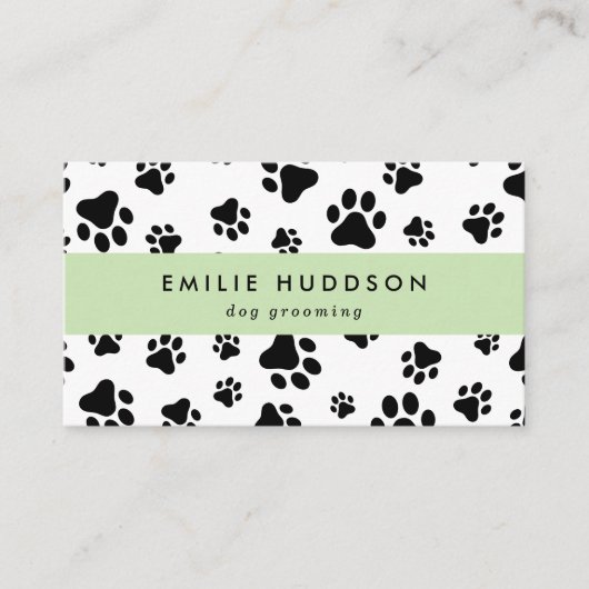 Patroon van poten, tandbaars, tandproever, tandpro visitekaartje (Voorkant)