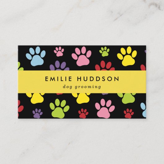 Patroon van poten, tandbaars, tandproever, tandpro visitekaartje (Voorkant)