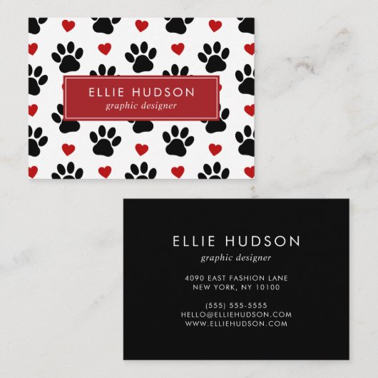 Patroon van poten, tandbaars, tandproever, tandpro visitekaartje (Voorkant / Achterkant)