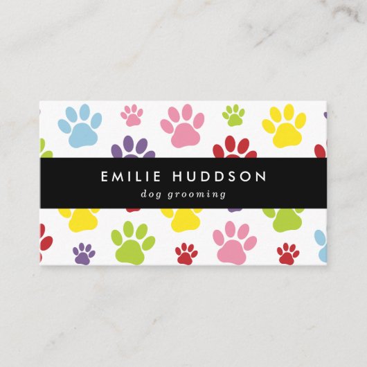 Patroon van poten, tandbaars, tandproever, tandpro visitekaartje (Voorkant)