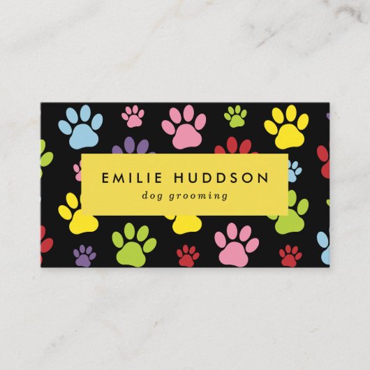 Patroon van poten, tandbaars, tandproever, tandpro visitekaartje (Voorkant)