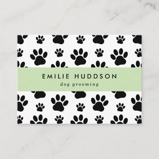 Patroon van poten, tandbaars, tandproever, tandpro visitekaartje (Voorkant)