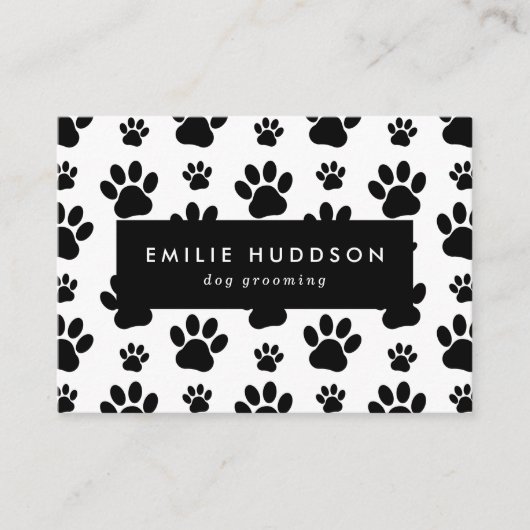 Patroon van poten, tandbaars, tandproever, tandpro visitekaartje (Voorkant)