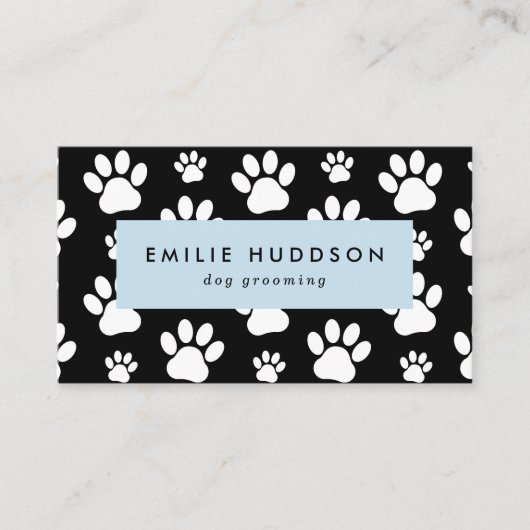 Patroon van poten, tandbaars, tandproever, tandpro visitekaartje (Voorkant)