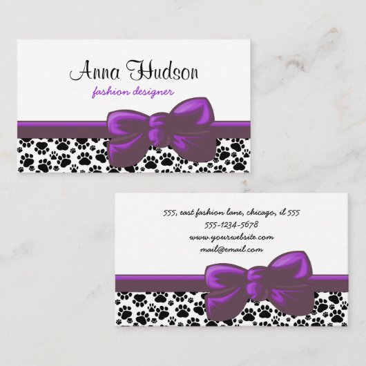 Patroon van poten, tandbaars, tandproever, tandpro visitekaartje (Voorkant / Achterkant)