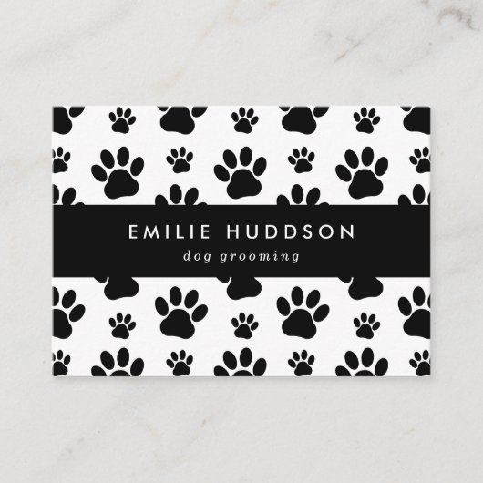 Patroon van poten, tandbaars, tandproever, tandpro visitekaartje (Voorkant)