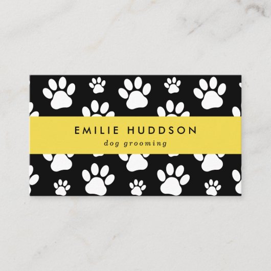 Patroon van poten, tandbaars, tandproever, tandpro visitekaartje (Voorkant)