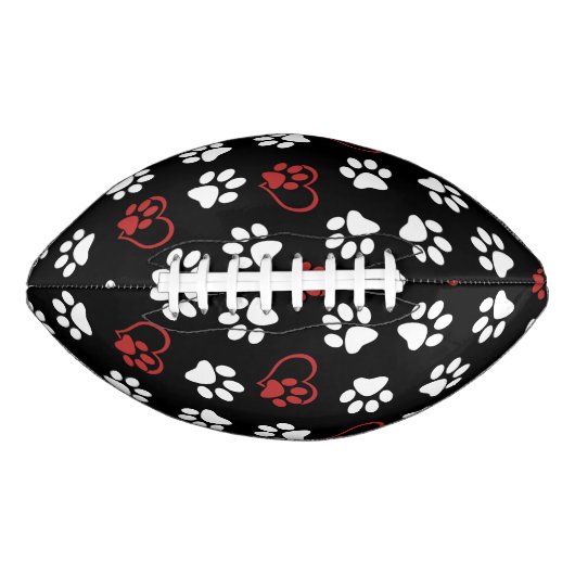 Patroon van poten, witte poten, rode poten, harten american football (Voorkant)