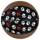 Patroon van poten, witte poten, rode poten, harten basketbal (Voorkant)