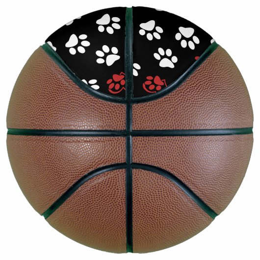 Patroon van poten, witte poten, rode poten, harten basketbal (Rechts)