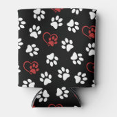 Patroon van poten, witte poten, rode poten, harten blikjeskoeler (Voorkant)