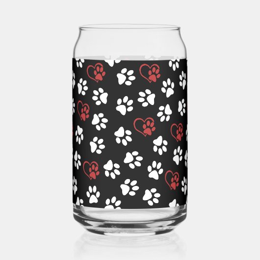 Patroon van poten, witte poten, rode poten, harten blikvorm glas (Achterkant)