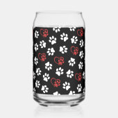 Patroon van poten, witte poten, rode poten, harten blikvorm glas (Links)