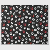 Patroon van poten, witte poten, rode poten, harten cadeaupapier (Vlak)