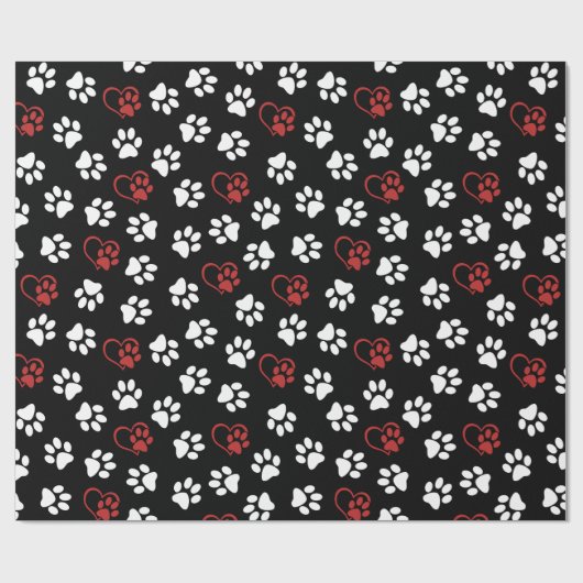Patroon van poten, witte poten, rode poten, harten cadeaupapier (Vlak)