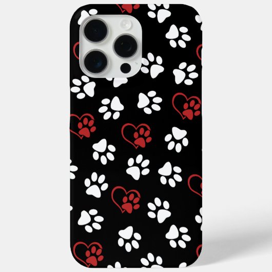 Patroon van poten, witte poten, rode poten, harten Case-Mate iPhone case (Achterkant)