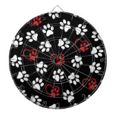 Patroon van poten, witte poten, rode poten, harten dartbord (Voorkant)