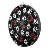 Patroon van poten, witte poten, rode poten, harten dartbord (Voorkant Rechts)